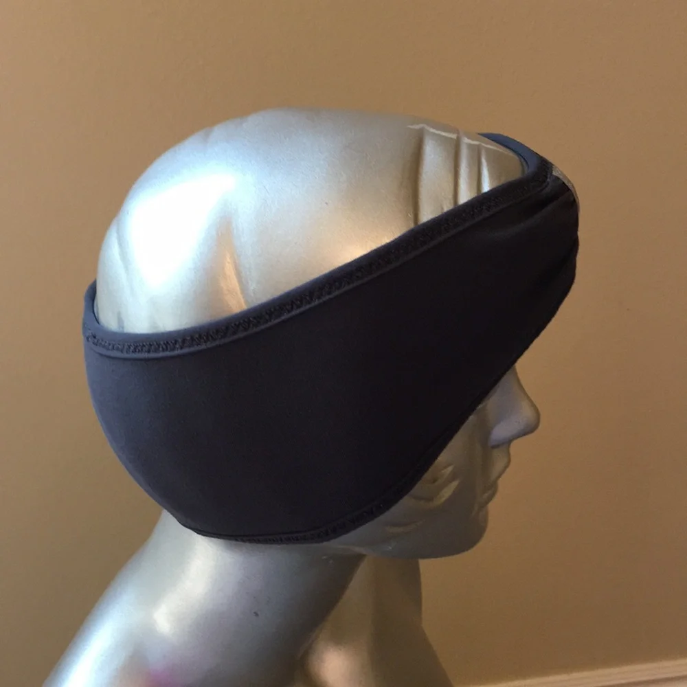 Lululemon Brisk Run Headband Macro Micro Stripe Polar Cream H. Silver Slate
